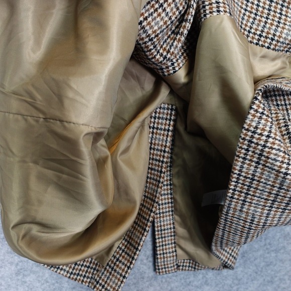 Tweed Houndstooth Car Coat Mens Small Beige Check Corduroy Collared BOOHOO MAN - Picture 10 of 14